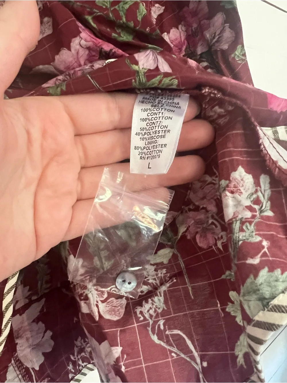 Entro burgundy blouse Floral Print Bib Front Top